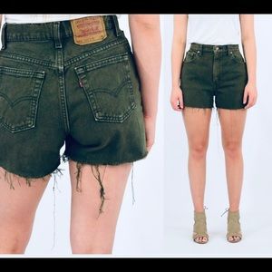 Levi’s Cuttoff Forest Green Denim Shorts